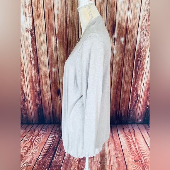 Women’s 1X Sweater Cardigan Tribekka 44 Beige Lightweight Knit Open Front Soft - Picture 8 of 11